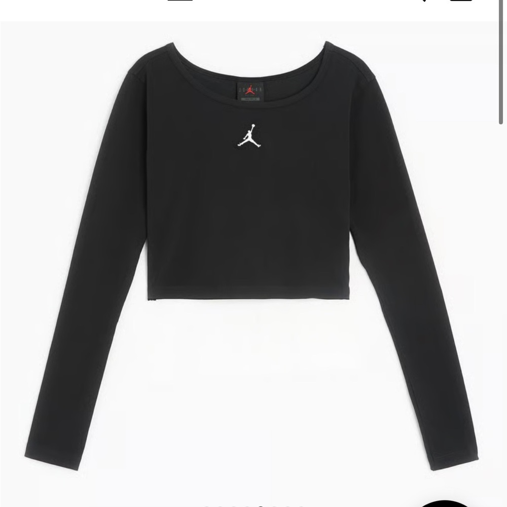 Jordan Black Long-Sleeve Cropped Top with White Jumpman